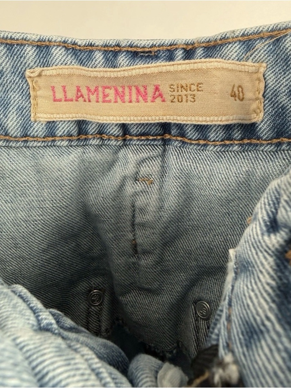 Llamenina High Rise Straight Leg Jeans Womens EU 40 US 8 Distressed Denim - Picture 6 of 7